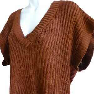 Vintage DVF Diane Von Furstenberg Knit Sweater V Neck Vest Ribbed Brown USA S